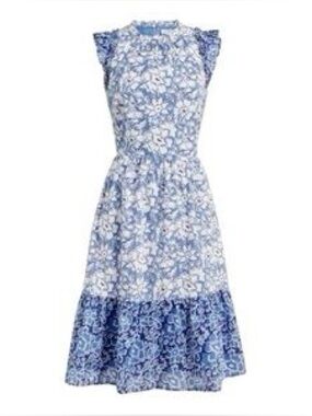 J.Crew Floral Tiered Ruffle Sleeve Midi Dress, 6, NWT 🌴☀️